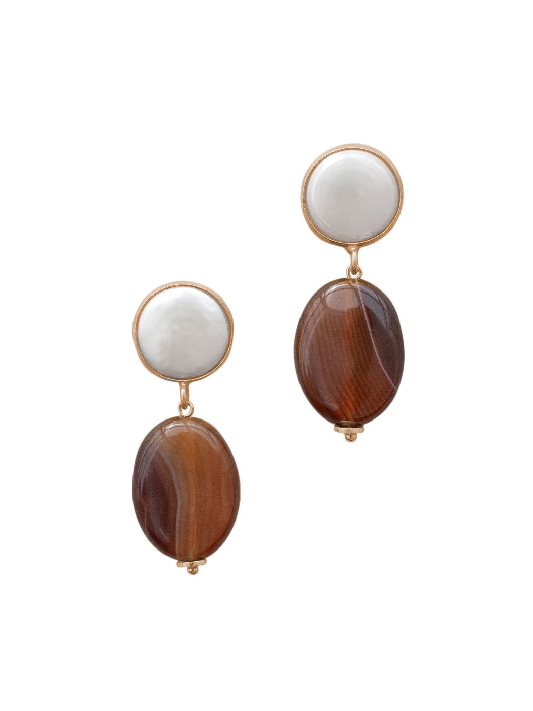 Renee Earrings in White & Brown