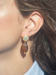 Renee Earrings in White & Brown