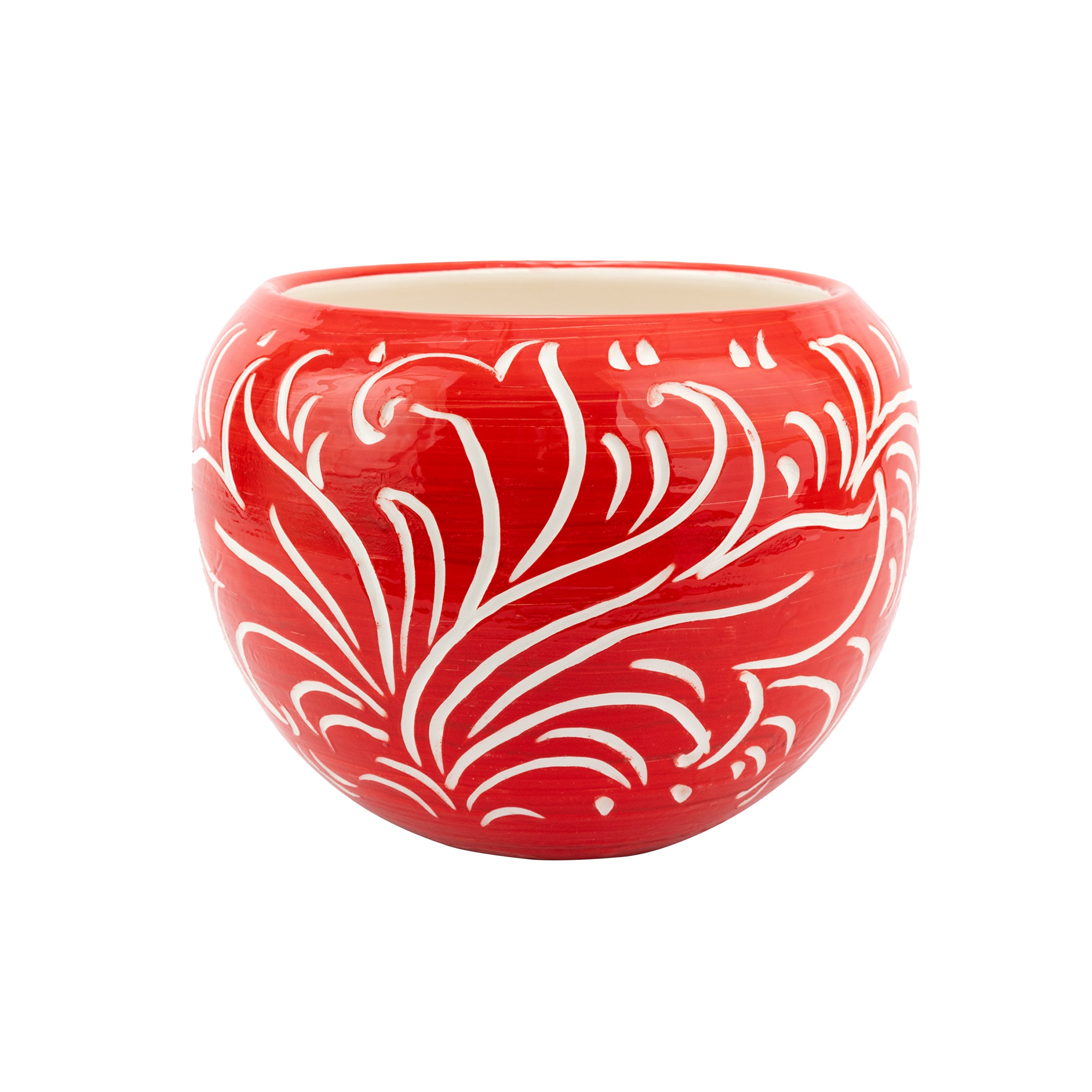 Rustic Garden Scroll Medium Planter in Red