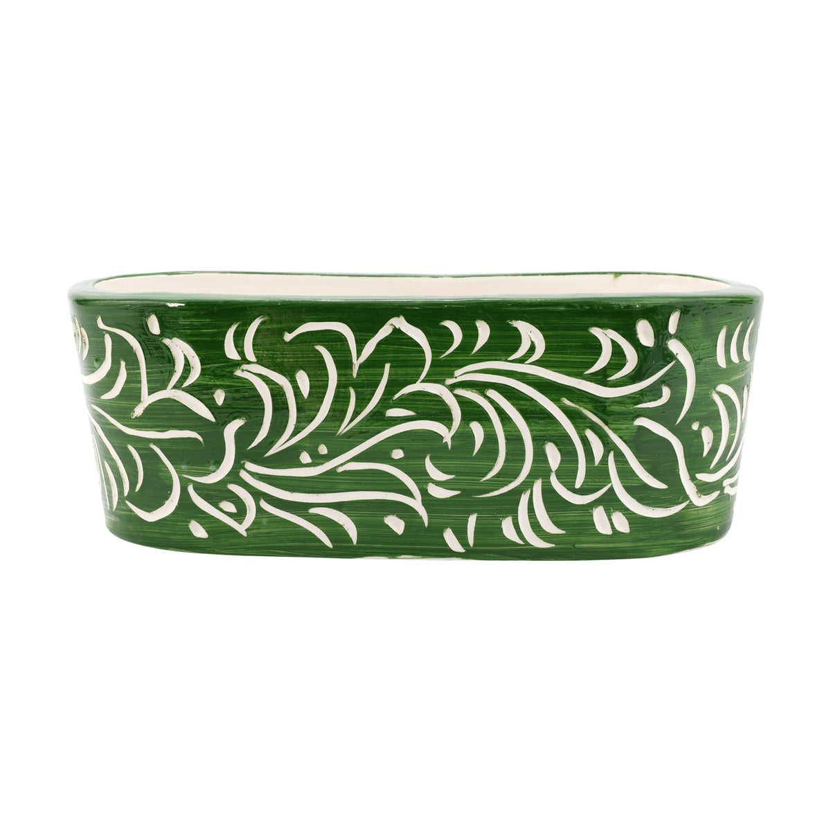 Rustic Garden Scroll Oval Planter in Dark Green