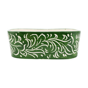 Rustic Garden Scroll Oval Planter in Dark Green