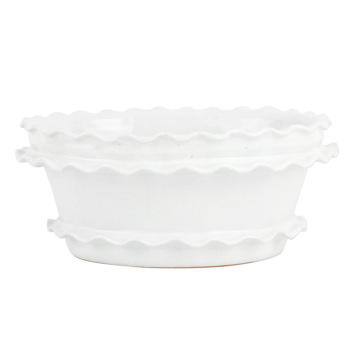 Rustic Garden White Ruffle Oval Planter