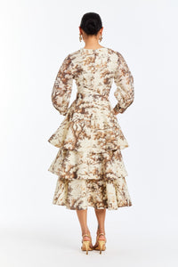 Rhonda Convertible Midi Dress in Chestnut Toile