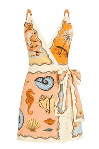 Rio Souvenir Mixed Scarf Multicolor Sleeveless Mini Dress