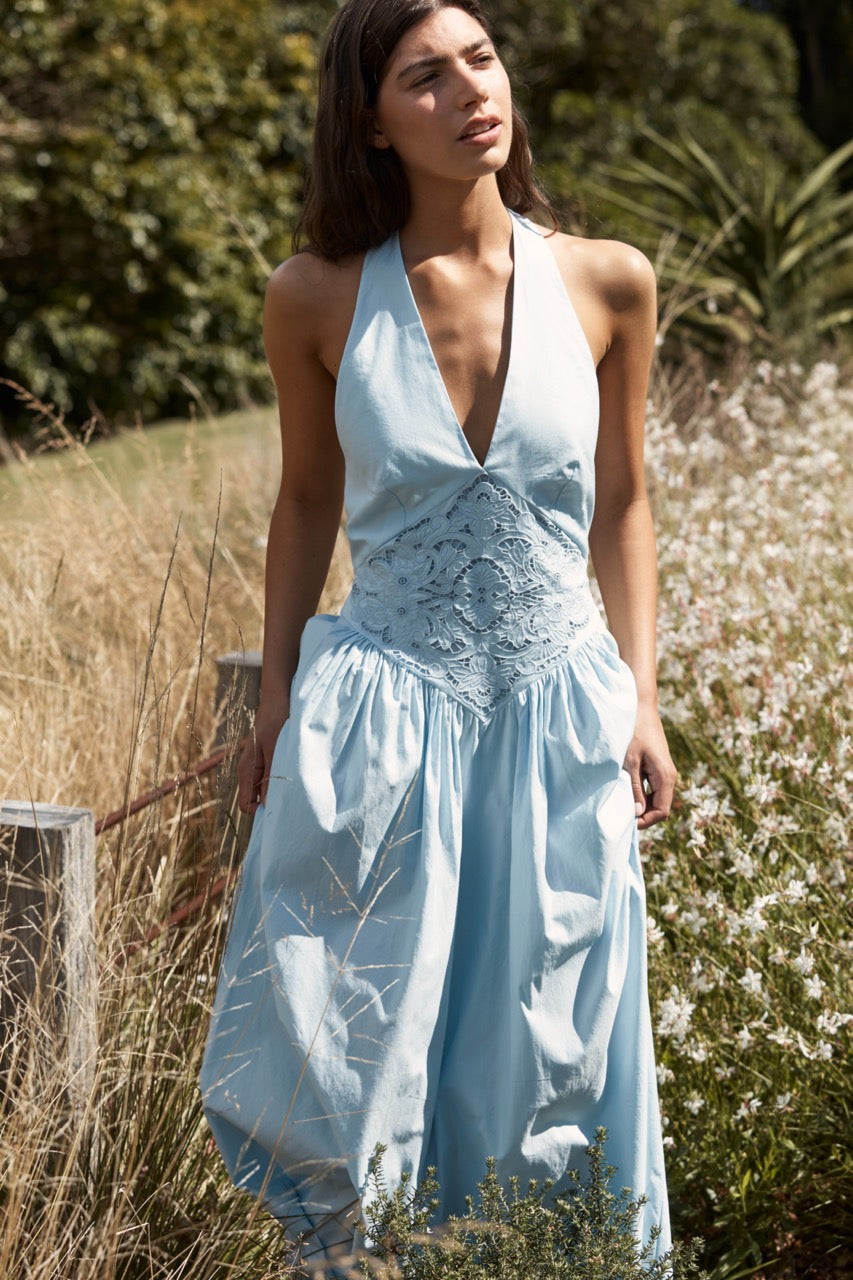 Maddie Halter Dress in Powderblue