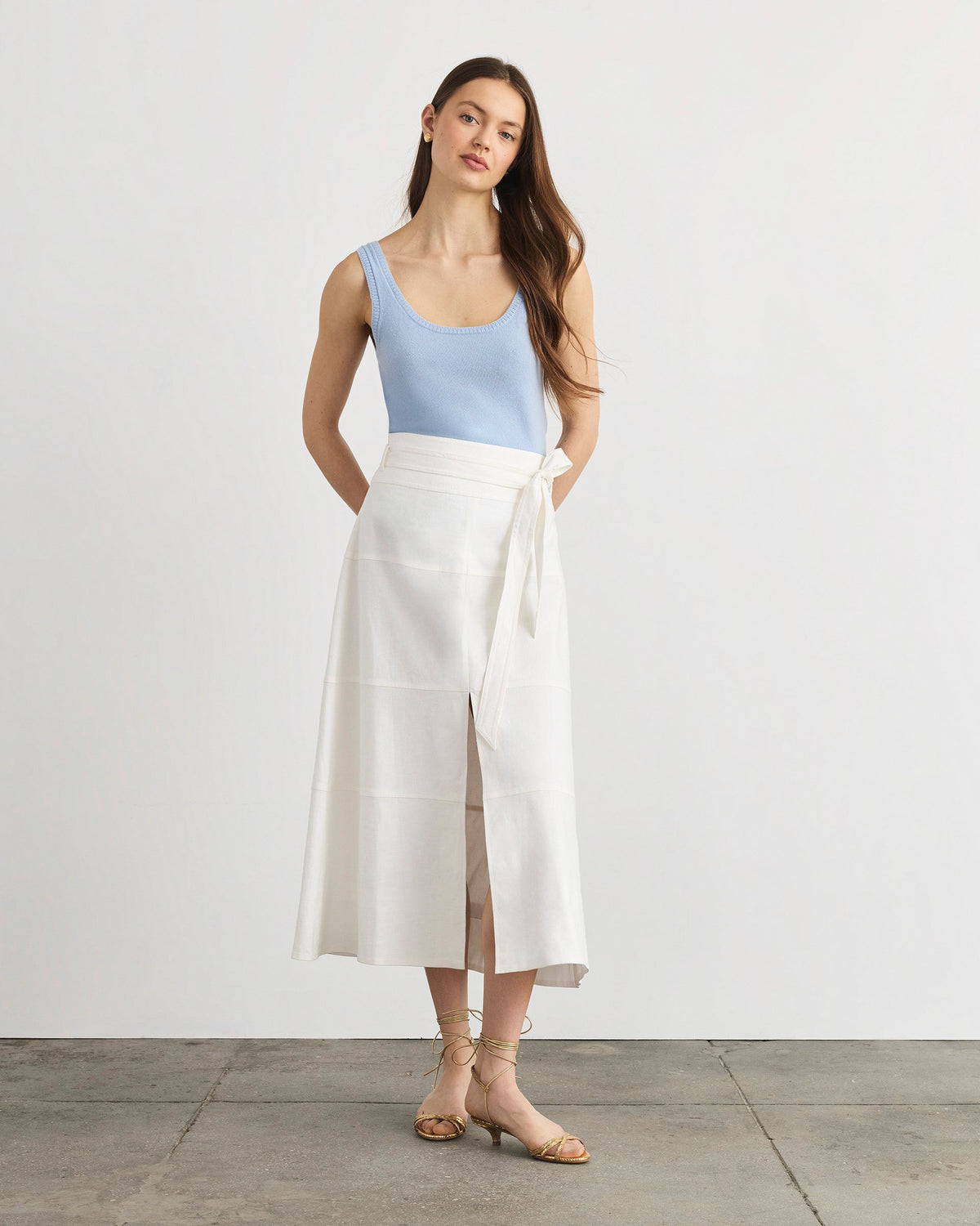Linen Hudson Skirt in Optic White