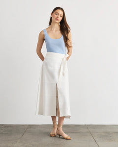 Linen Hudson Skirt in Optic White