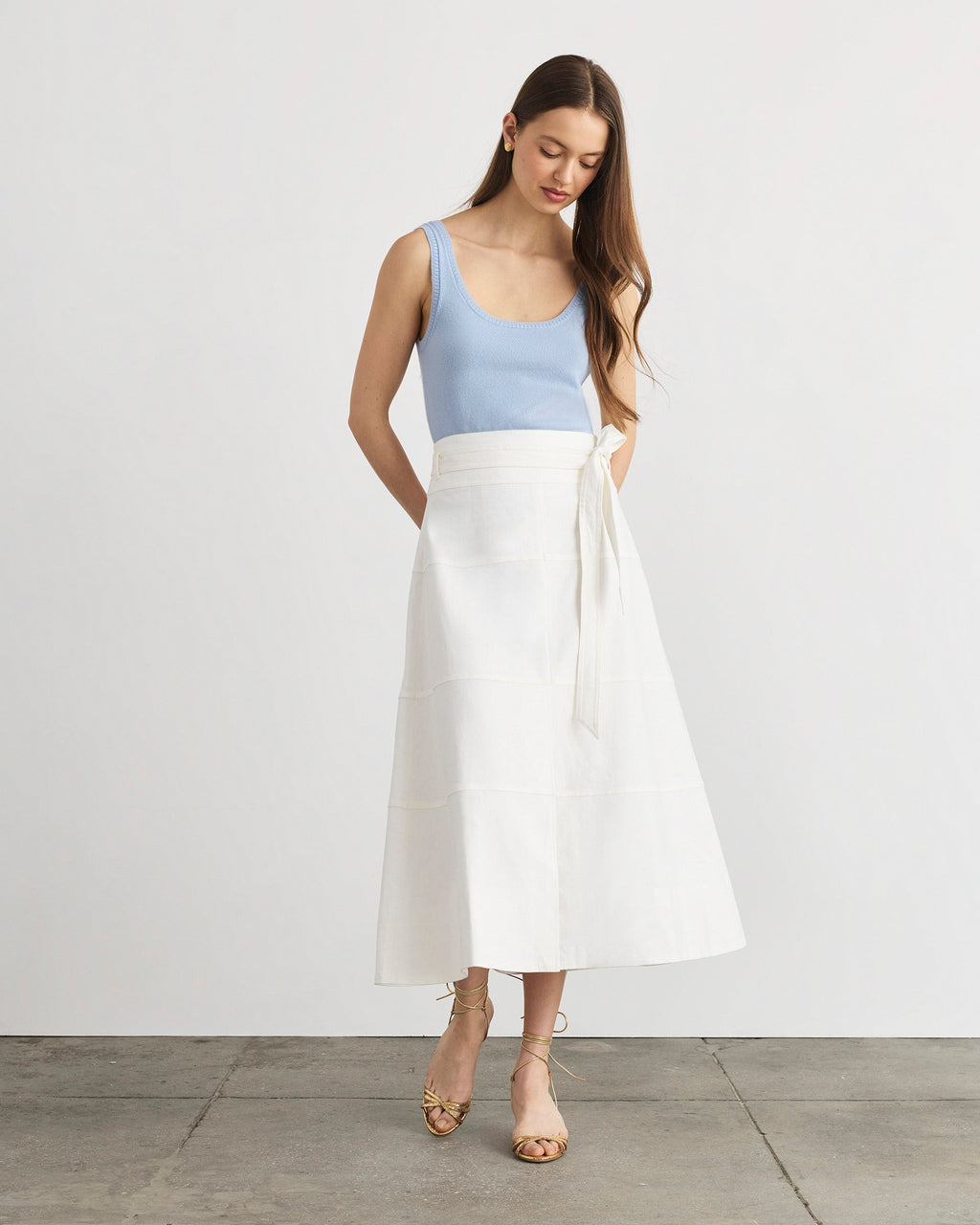 Linen Hudson Skirt in Optic White