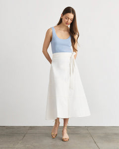Linen Hudson Skirt in Optic White