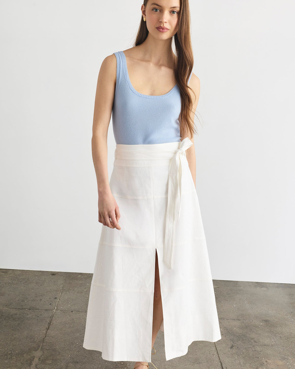 Linen Hudson Skirt in Optic White