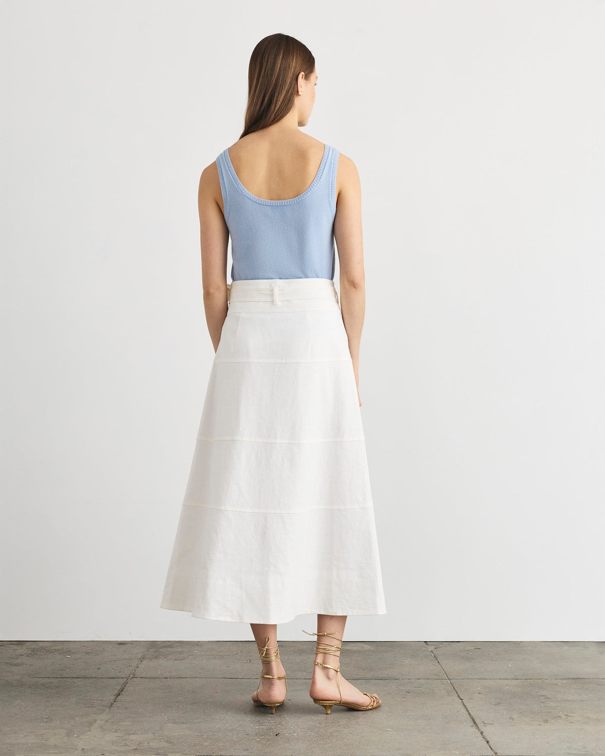 Linen Hudson Skirt in Optic White