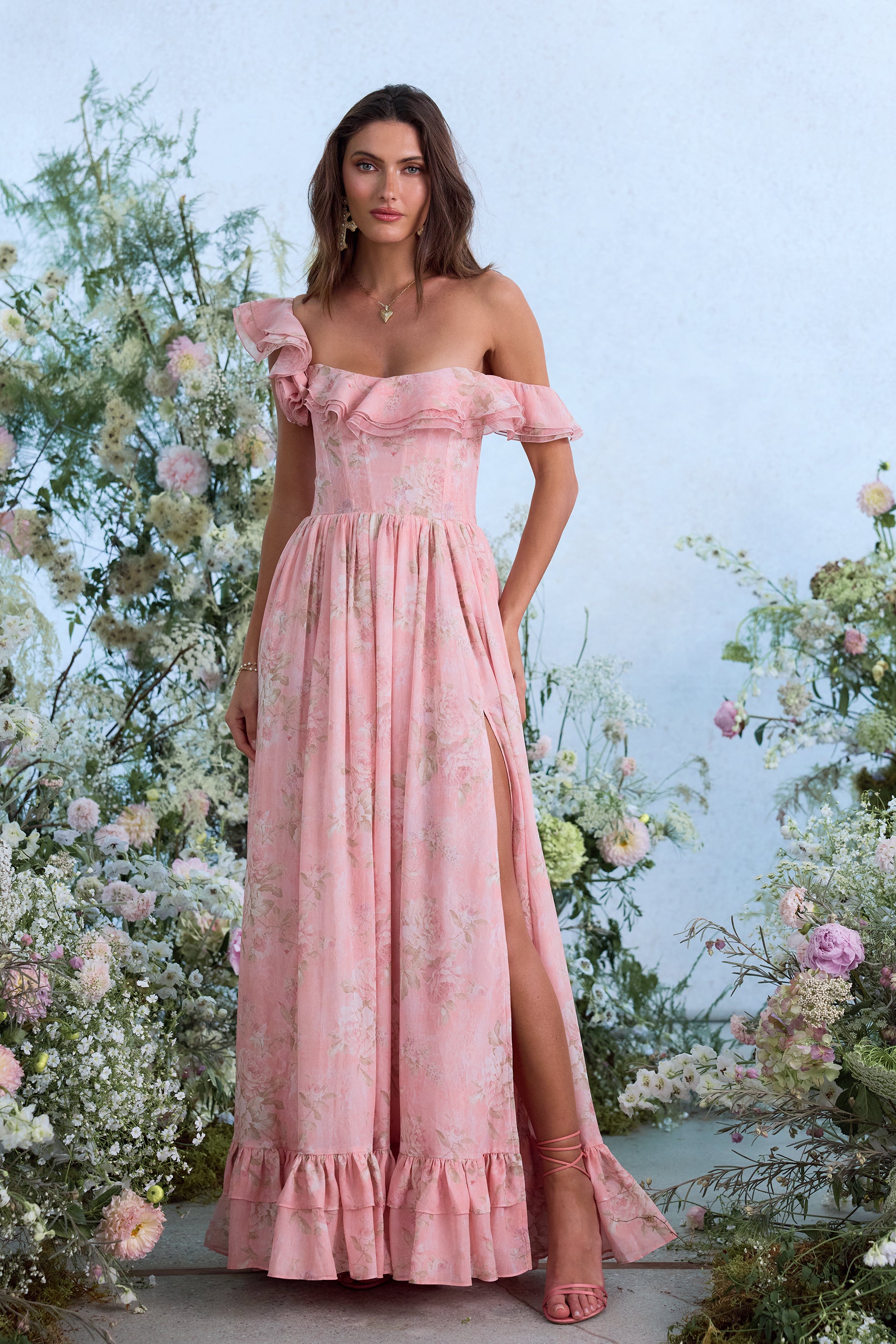 The Rosetta Dress in Light Pink Tapestry Rose | Over The Moon