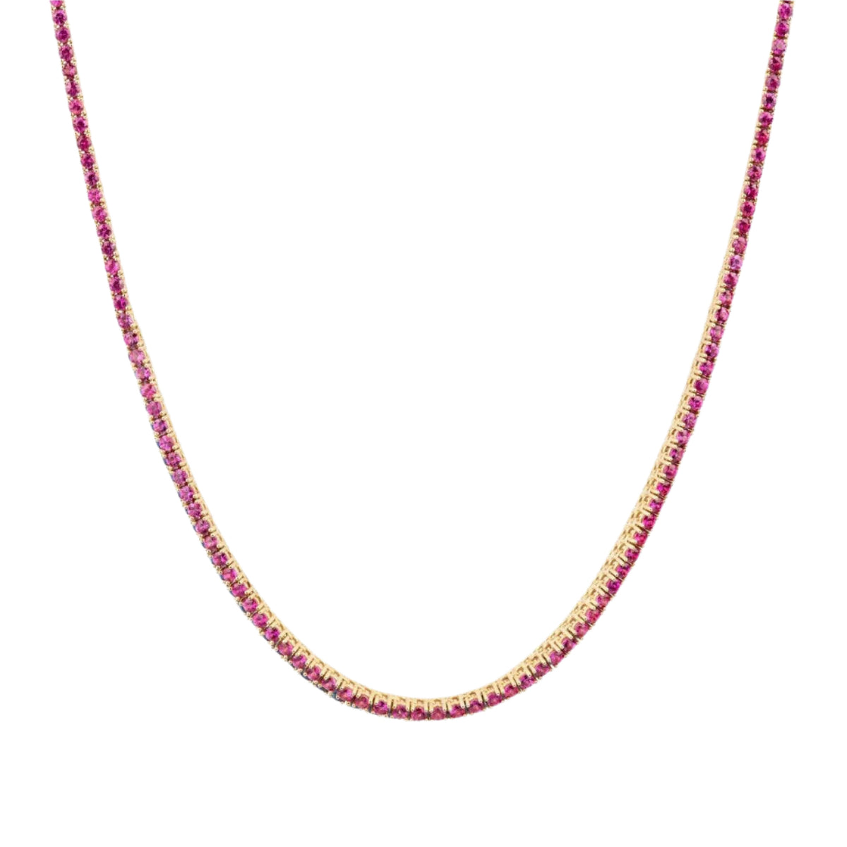 Pink Sapphire Tennis Necklace - Roxanne First