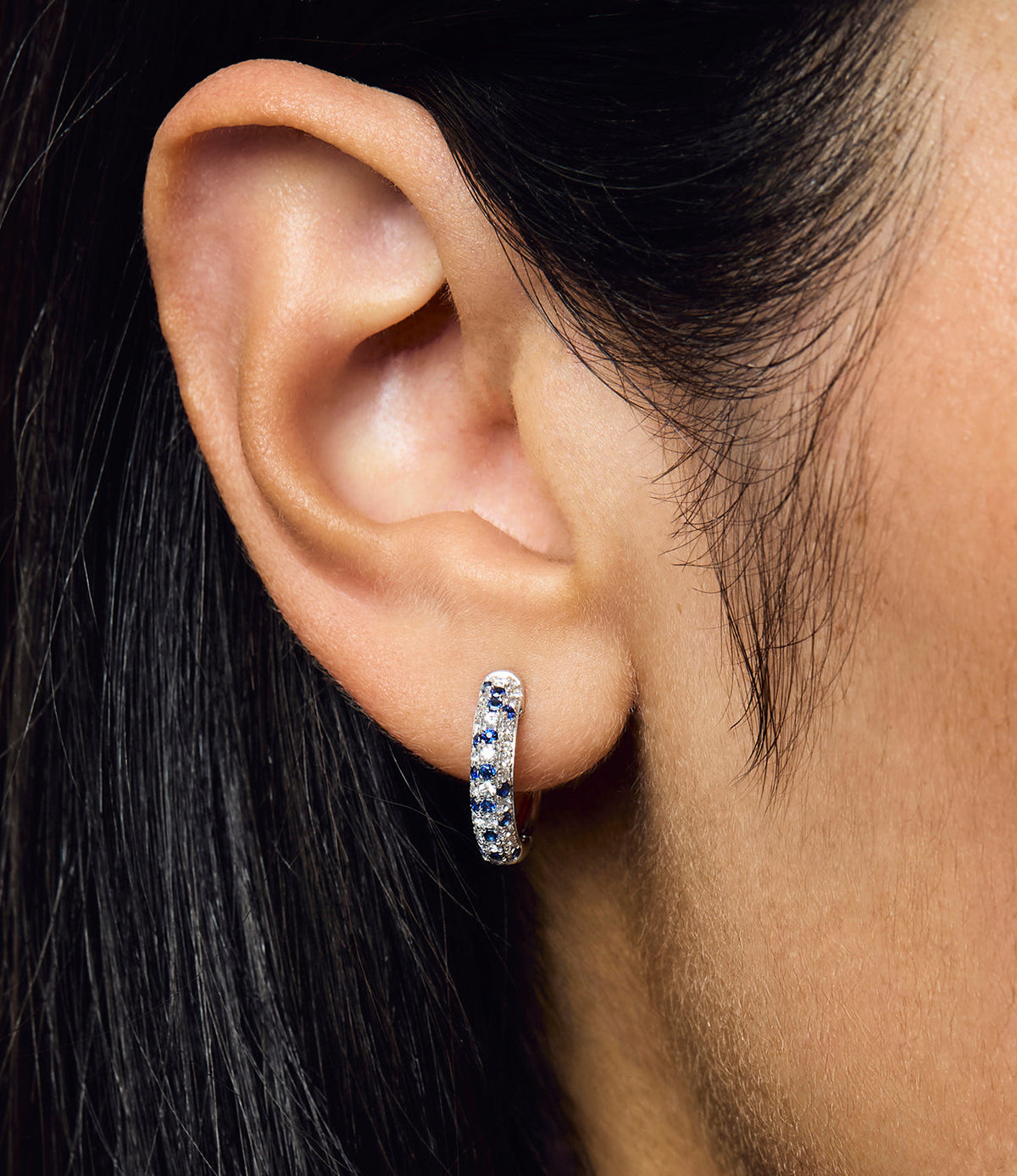 Blue Speckled Hoop Earrings