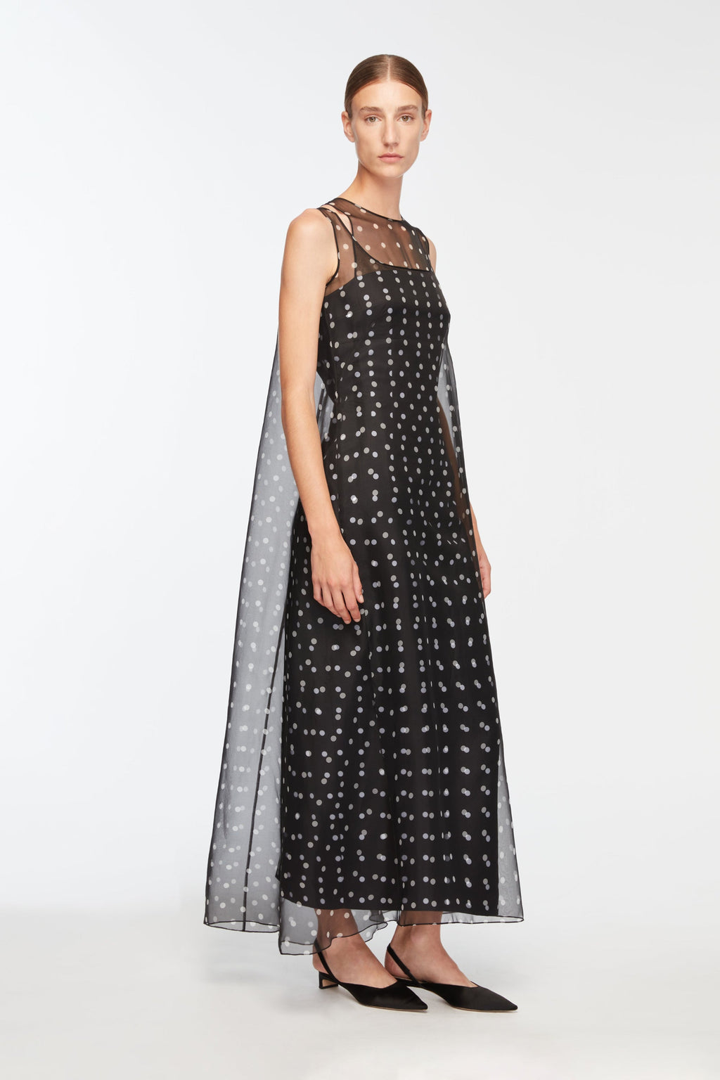 dress organza dot Black Sheer Cover Up, Organza Dress, Polka Dot Cover Up, See Through Maxi Dress With Long Sleeves, Avant Garde Clothing, Futuristic Clothing