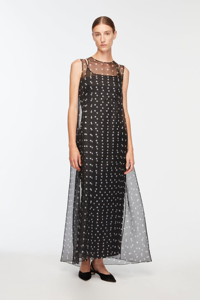 Selina Dress In Polka Dot Tafetta And Organza
