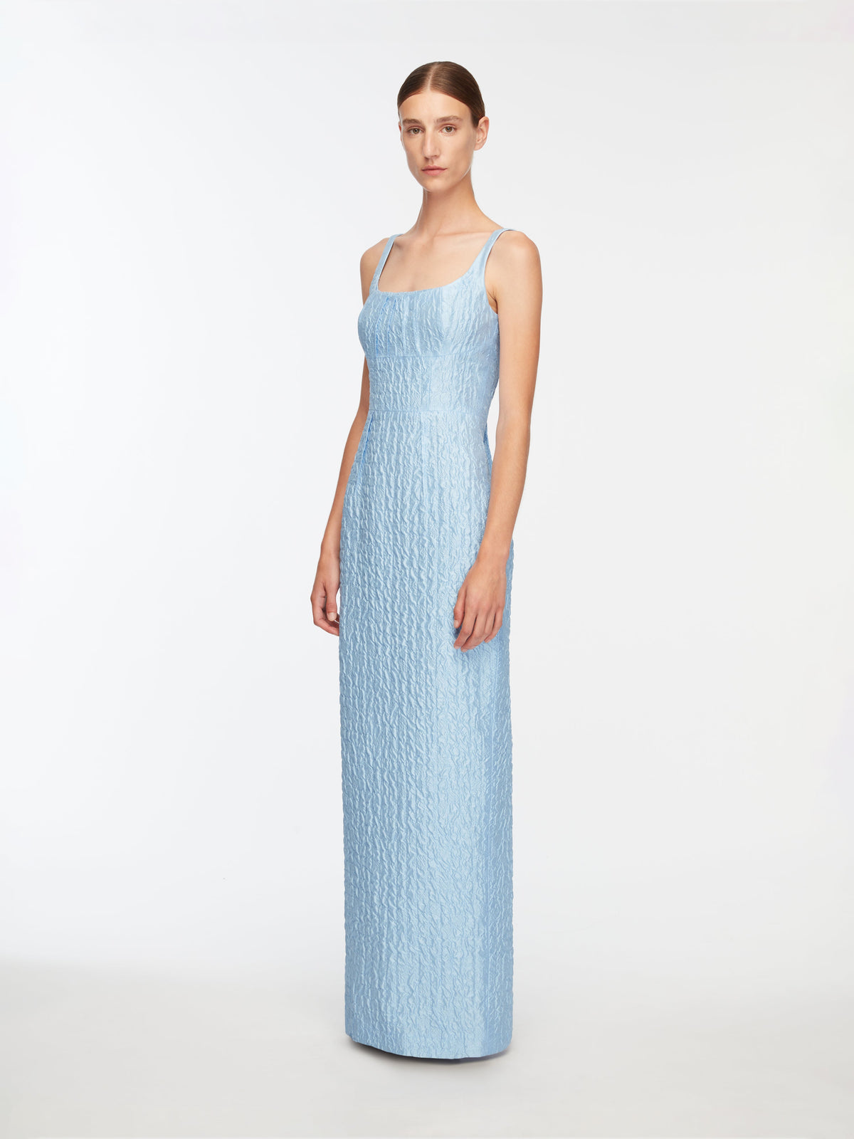 Sharon Dress In Baby Blue Seersucker