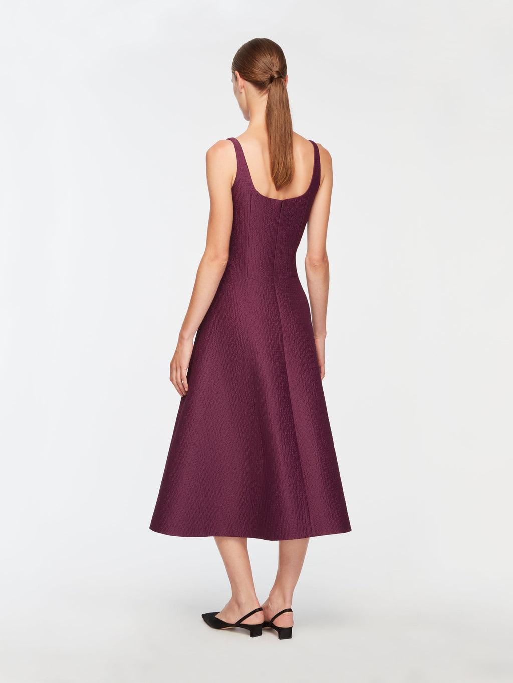 Letisha Dress In Plum Needle Punch Satin