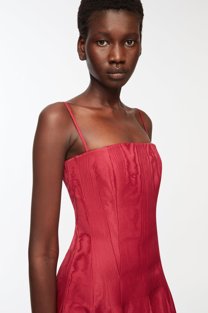 Gracia Dress In Red Moire Mikado