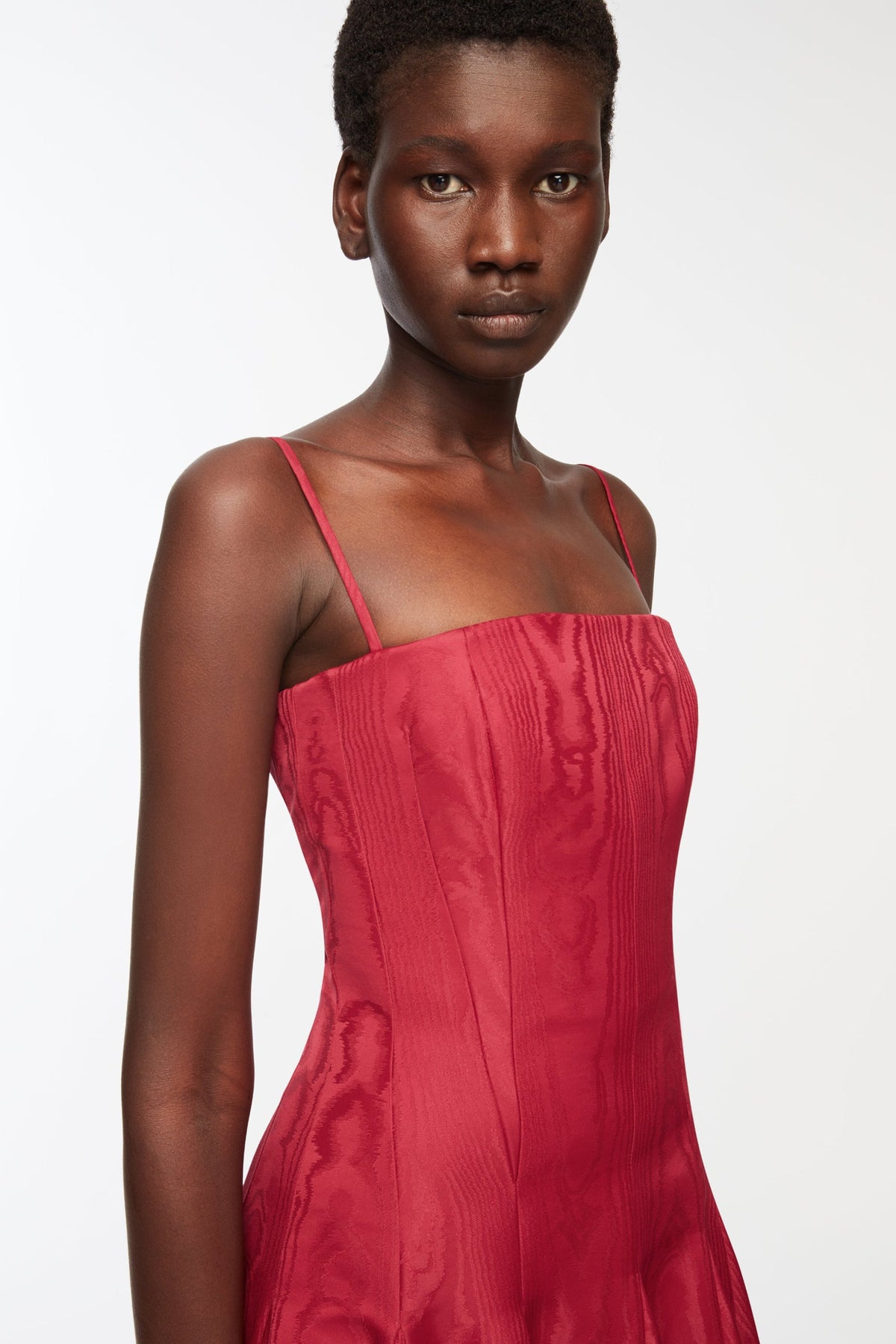 Gracia Dress In Red Moire Mikado