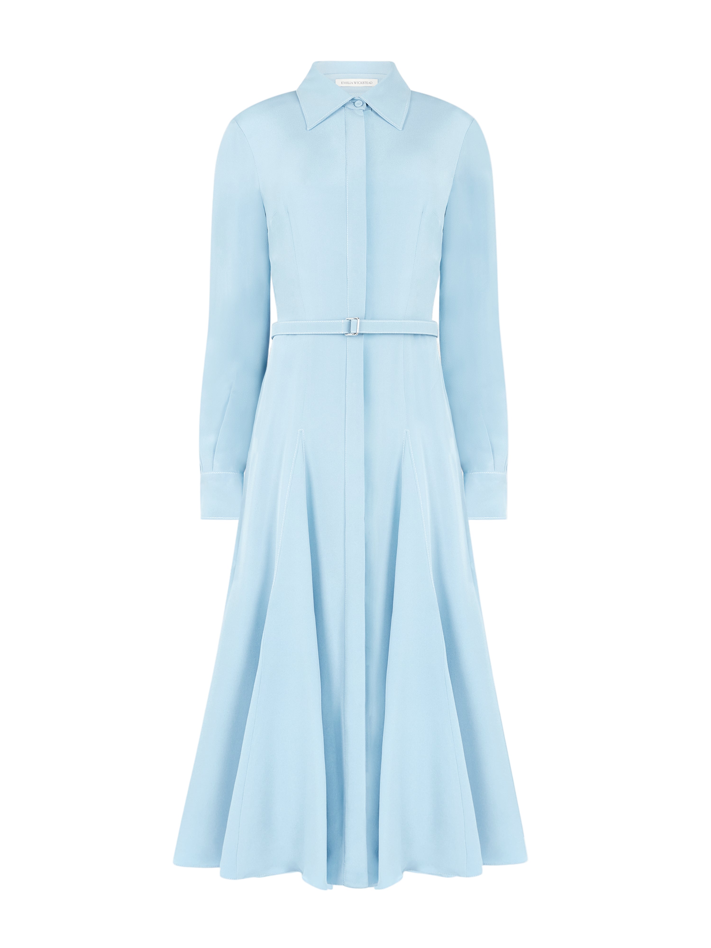 Riko Dress In Cloudy Blue Silk Crepe De Chine
