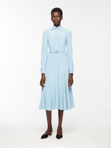 Riko Dress In Cloudy Blue Silk Crepe De Chine