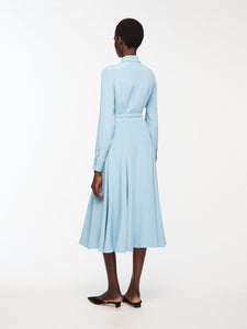 Riko Dress In Cloudy Blue Silk Crepe De Chine