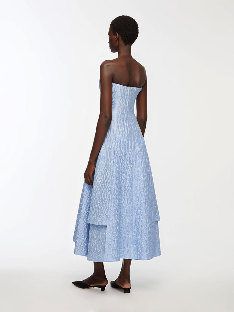 Emilia Wickstead - Jenn Dress in Baby Blue Seersucker Emilia Wickstead - Jenn Dress in Baby Blue Seersucker