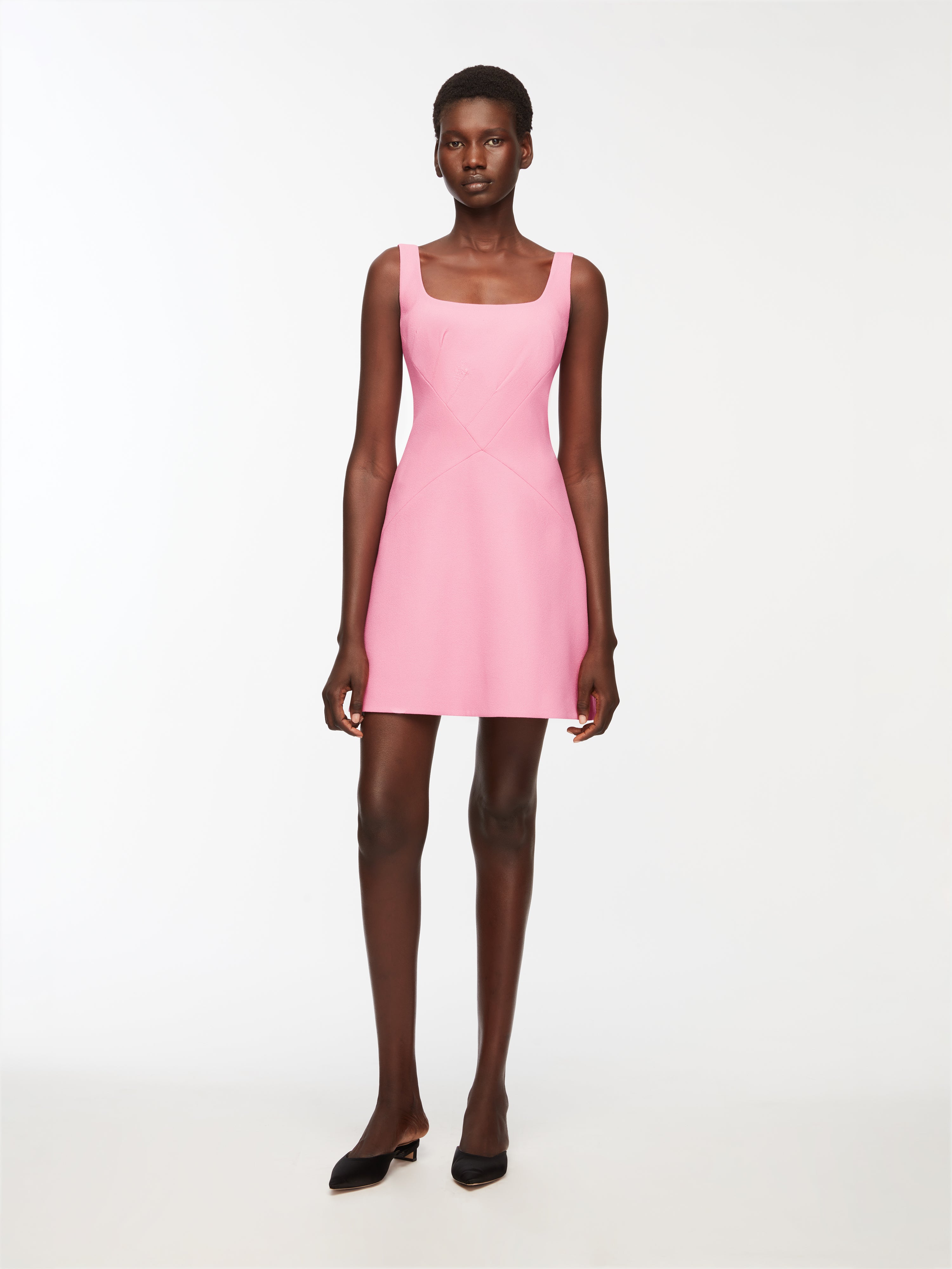 Larvall Dress In Pink Sorbet Single Wool Crepe