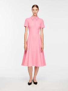 Feliciana Dress In Pink Sorbet Single Wool Crepe