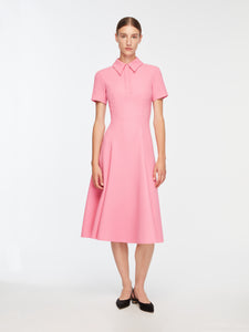 Feliciana Dress In Pink Sorbet Single Wool Crepe