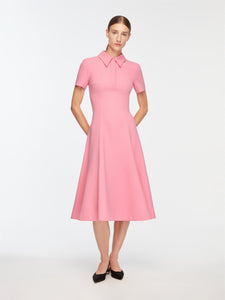 Feliciana Dress In Pink Sorbet Single Wool Crepe