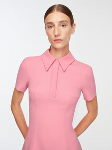 Feliciana Dress In Pink Sorbet Single Wool Crepe
