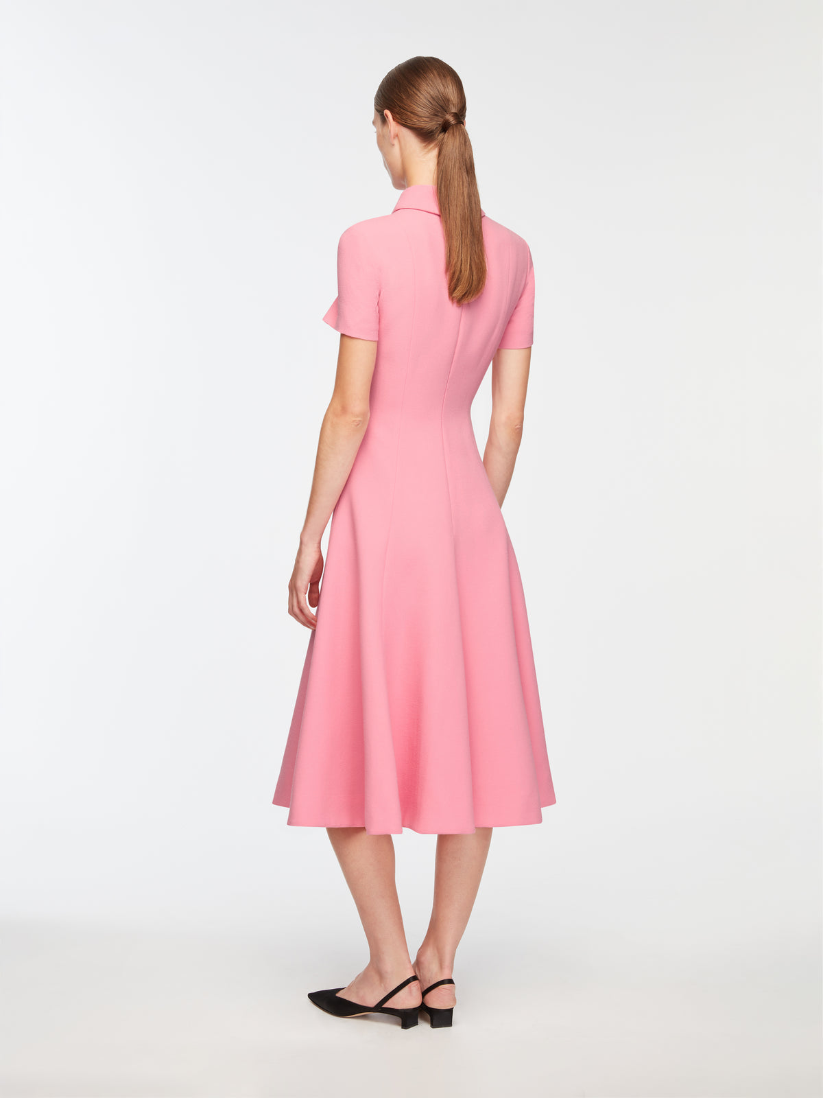 Feliciana Dress In Pink Sorbet Single Wool Crepe
