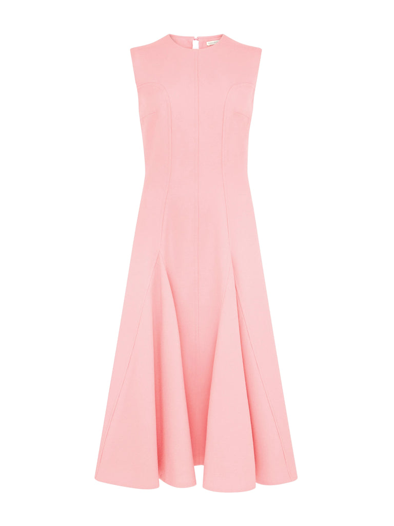 Benicia Dress In Pink Sorbet Single Wool Crepe