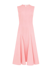 Benicia Dress In Pink Sorbet Single Wool Crepe