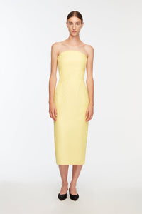 Hailee Dress In Lemon Moire Mikado