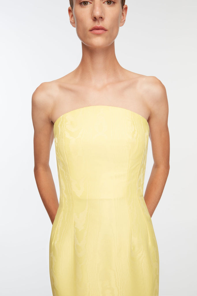 Hailee Dress In Lemon Moire Mikado