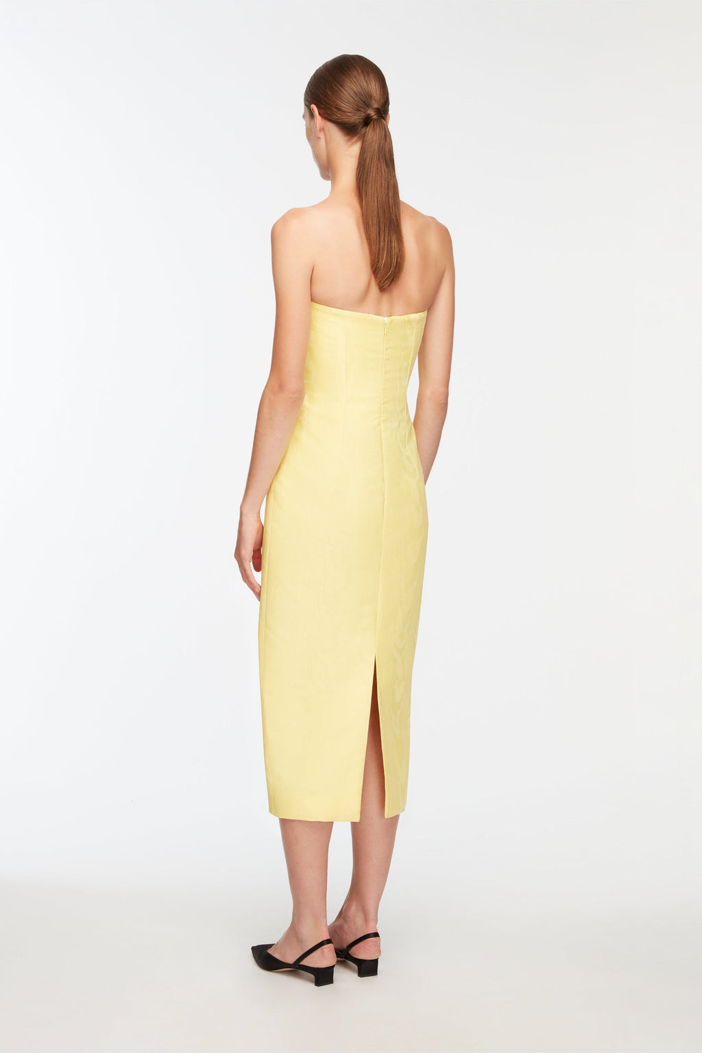 Hailee Dress In Lemon Moire Mikado