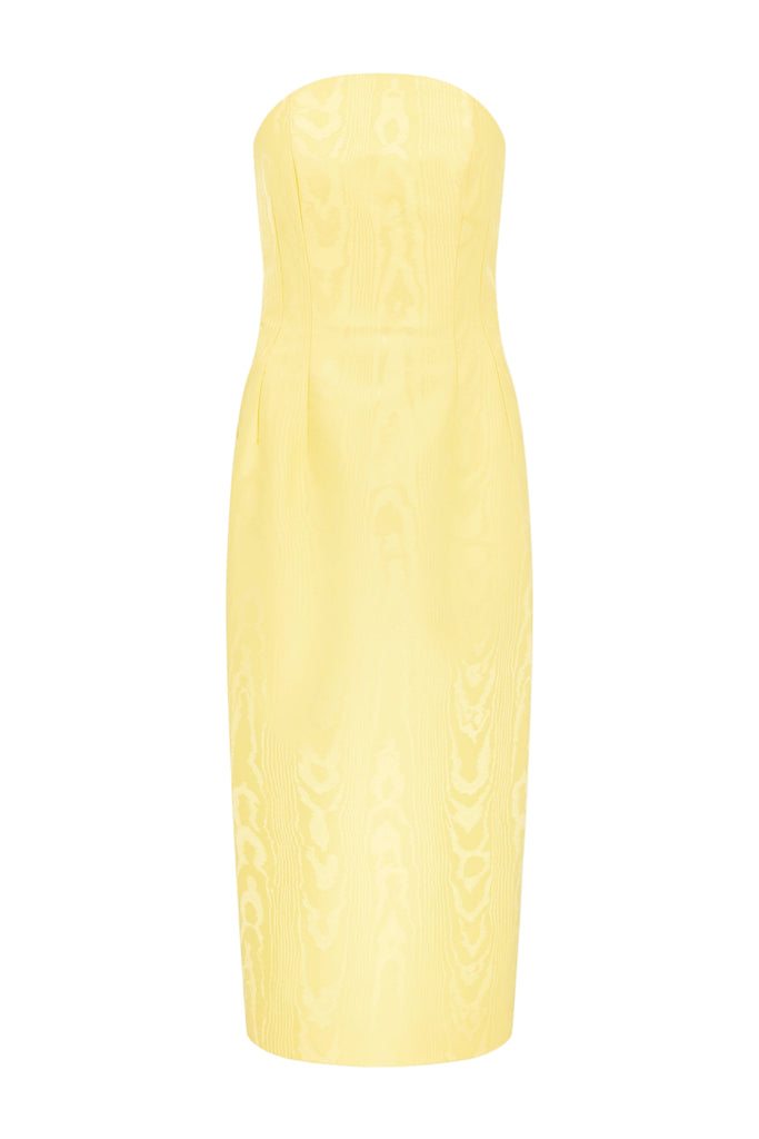 Hailee Dress In Lemon Moire Mikado
