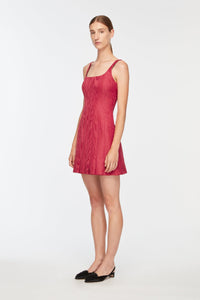 Sascha Dress In Red Moire Mikado