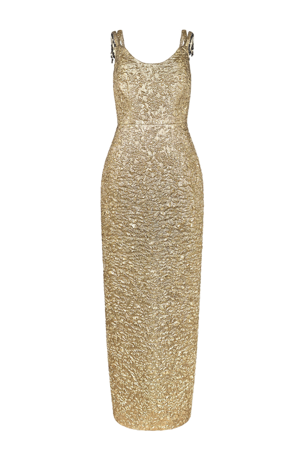 Morphita Dress In Gold Double Warp Floral