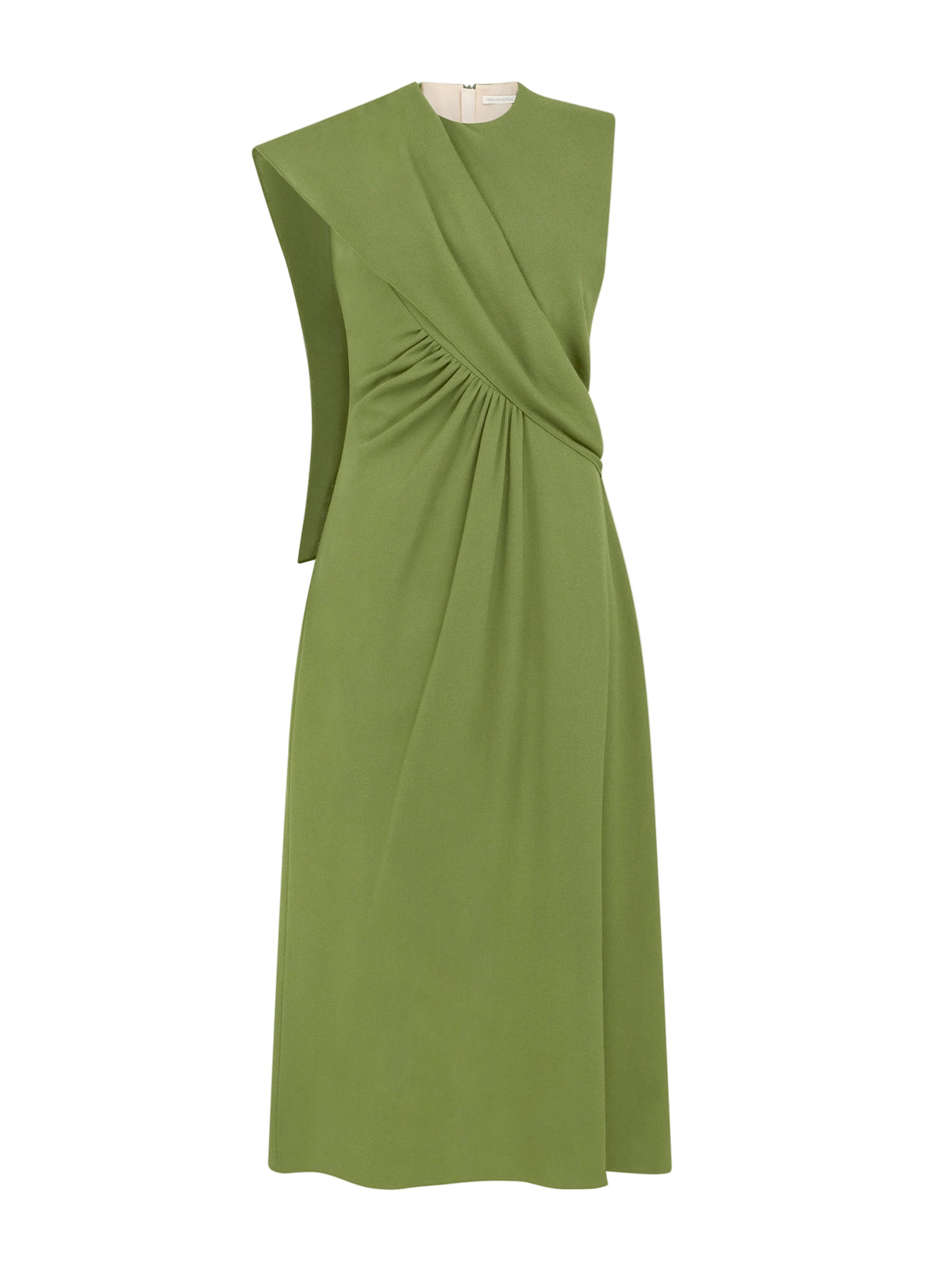 Tidus Dress In Olive Single Wool Crepe