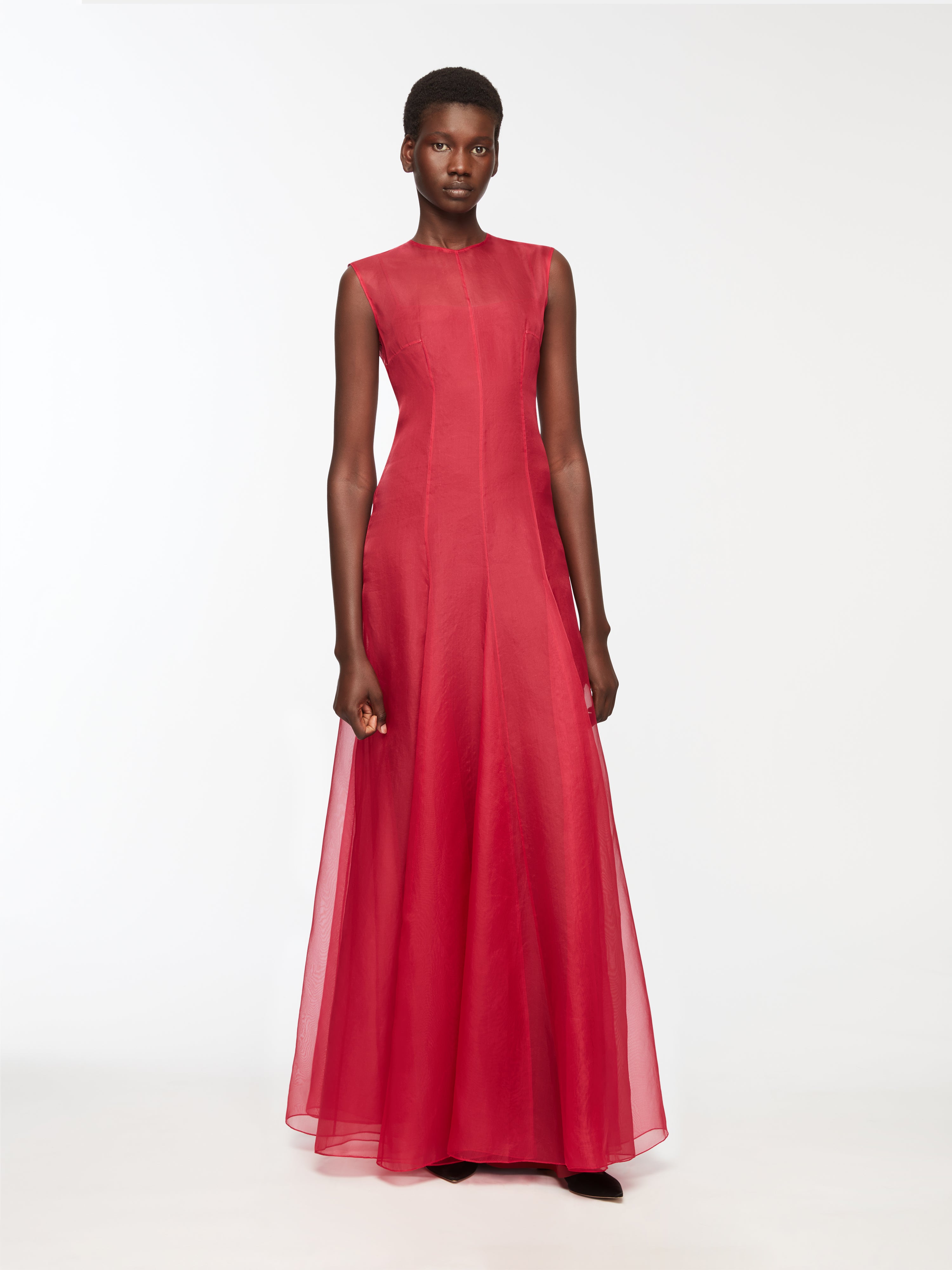 Cassiopeia Dress In Red Silk Organza