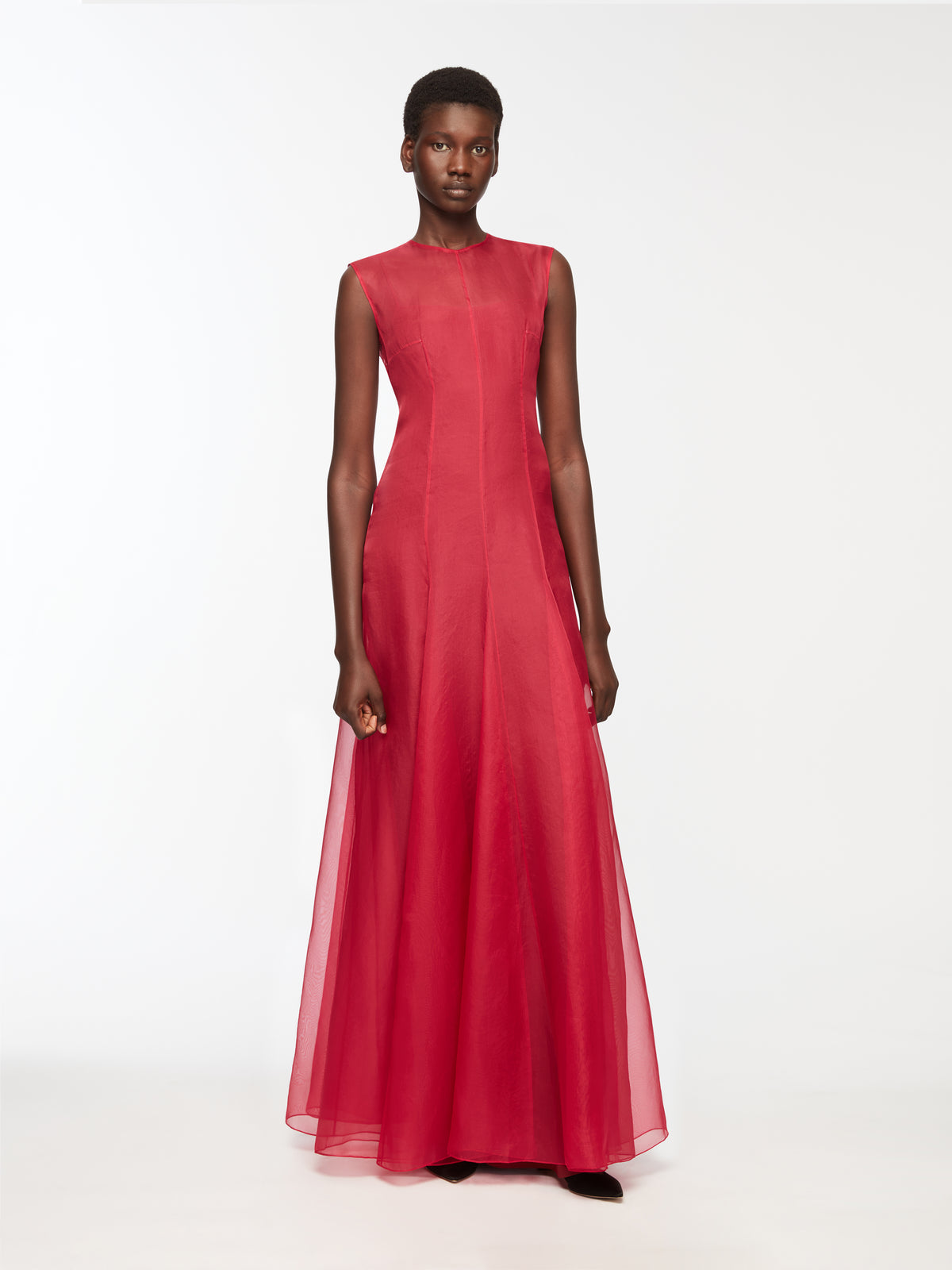red silk v neck dress Simple Red Satin V-neck A-line Long Prom Dress