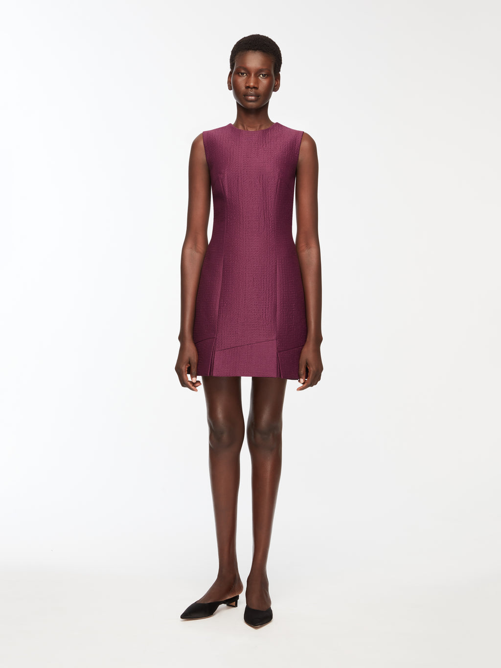 Petronella Dress In Plum Needle Punch Satin