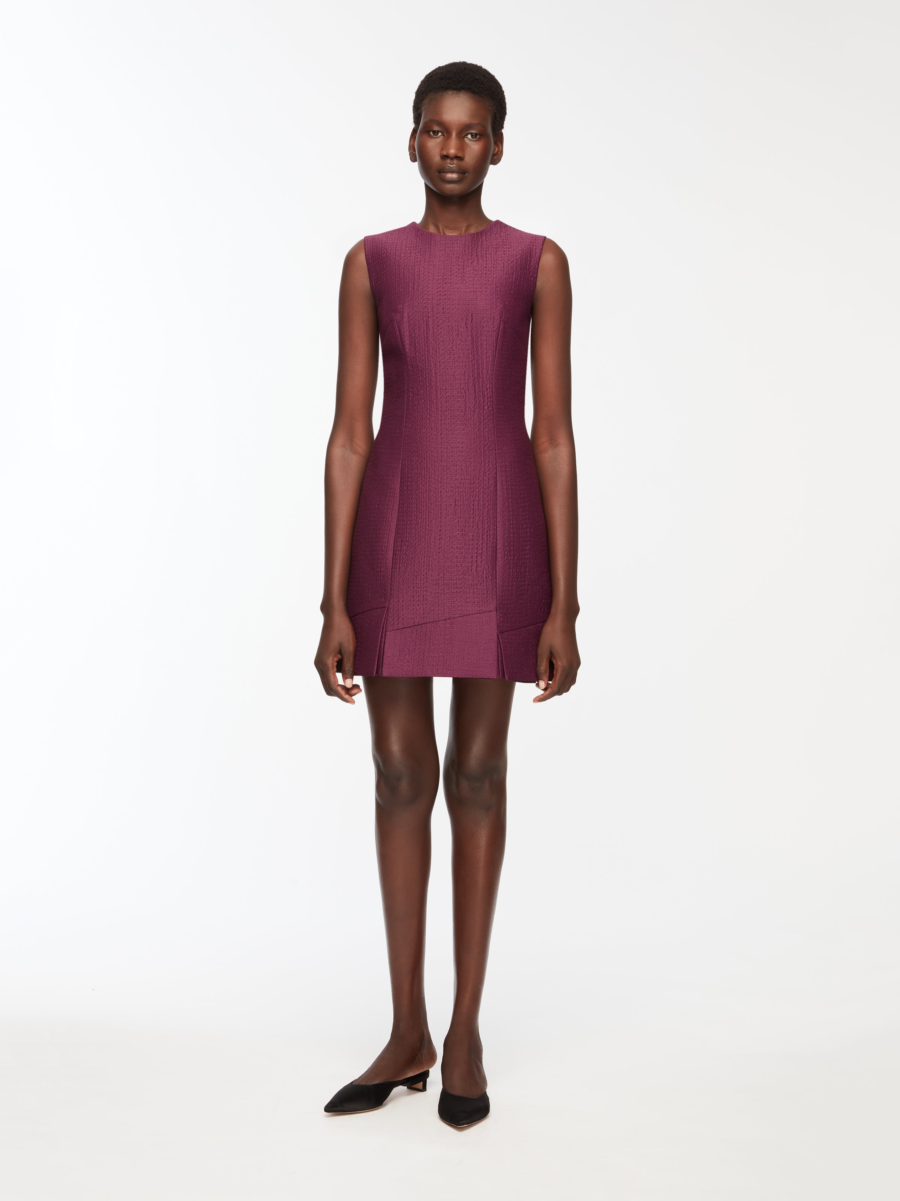 Petronella Dress In Plum Needle Punch Satin