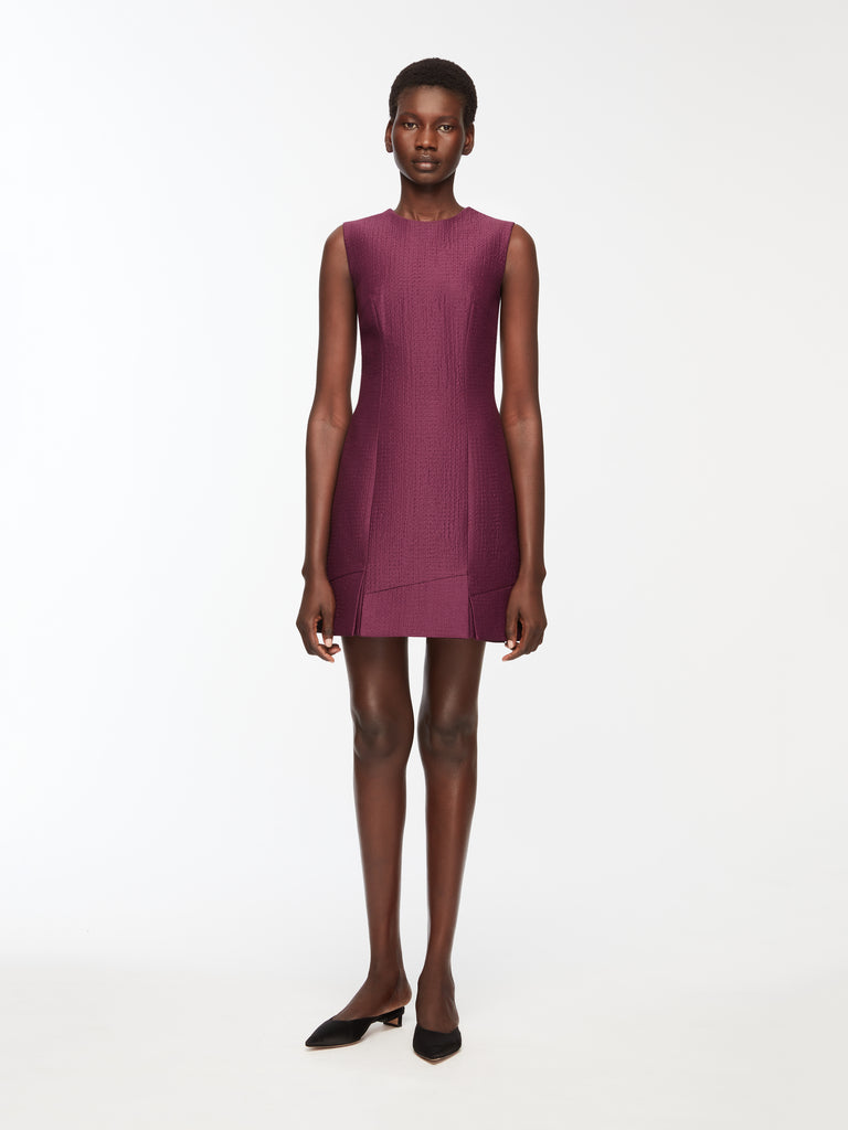 Petronella Dress In Plum Needle Punch Satin