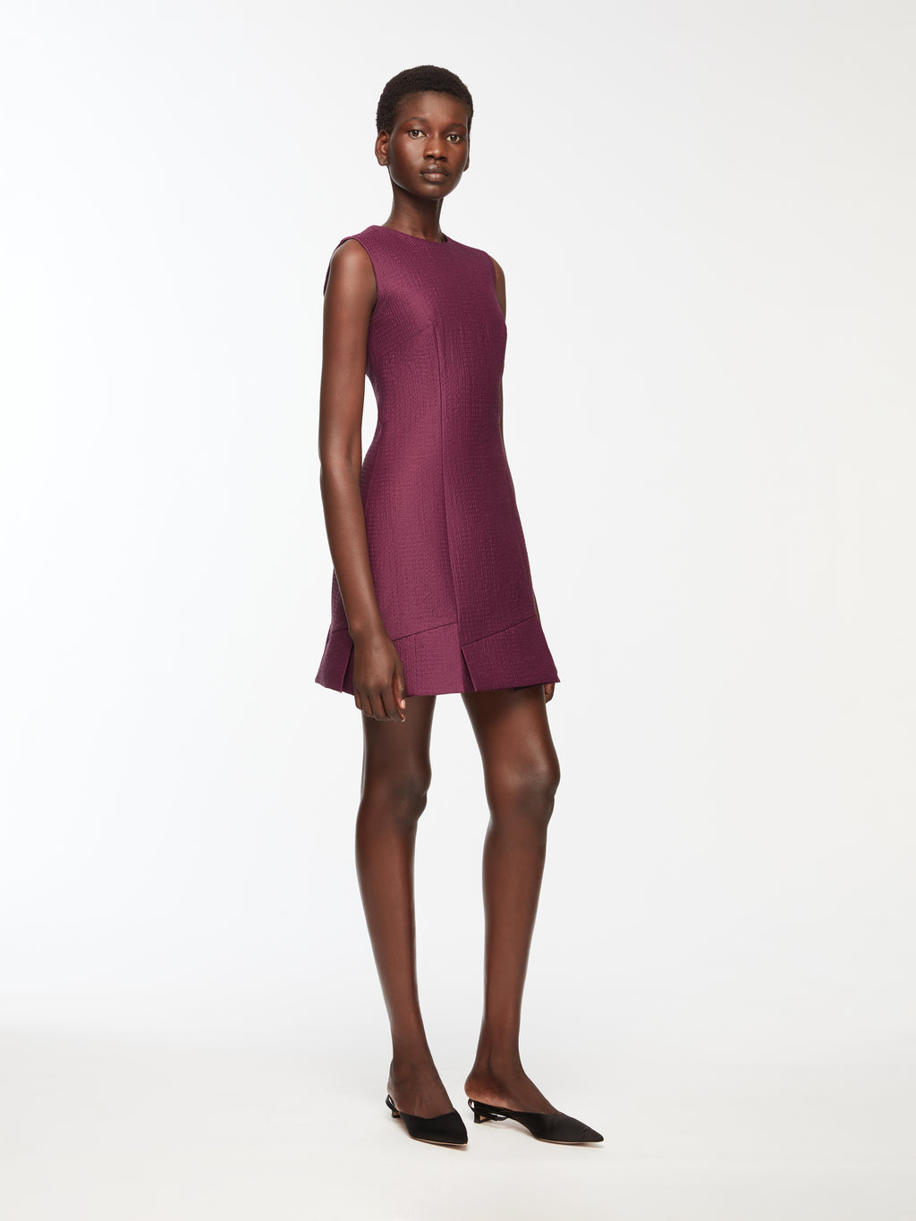 Petronella Dress In Plum Needle Punch Satin