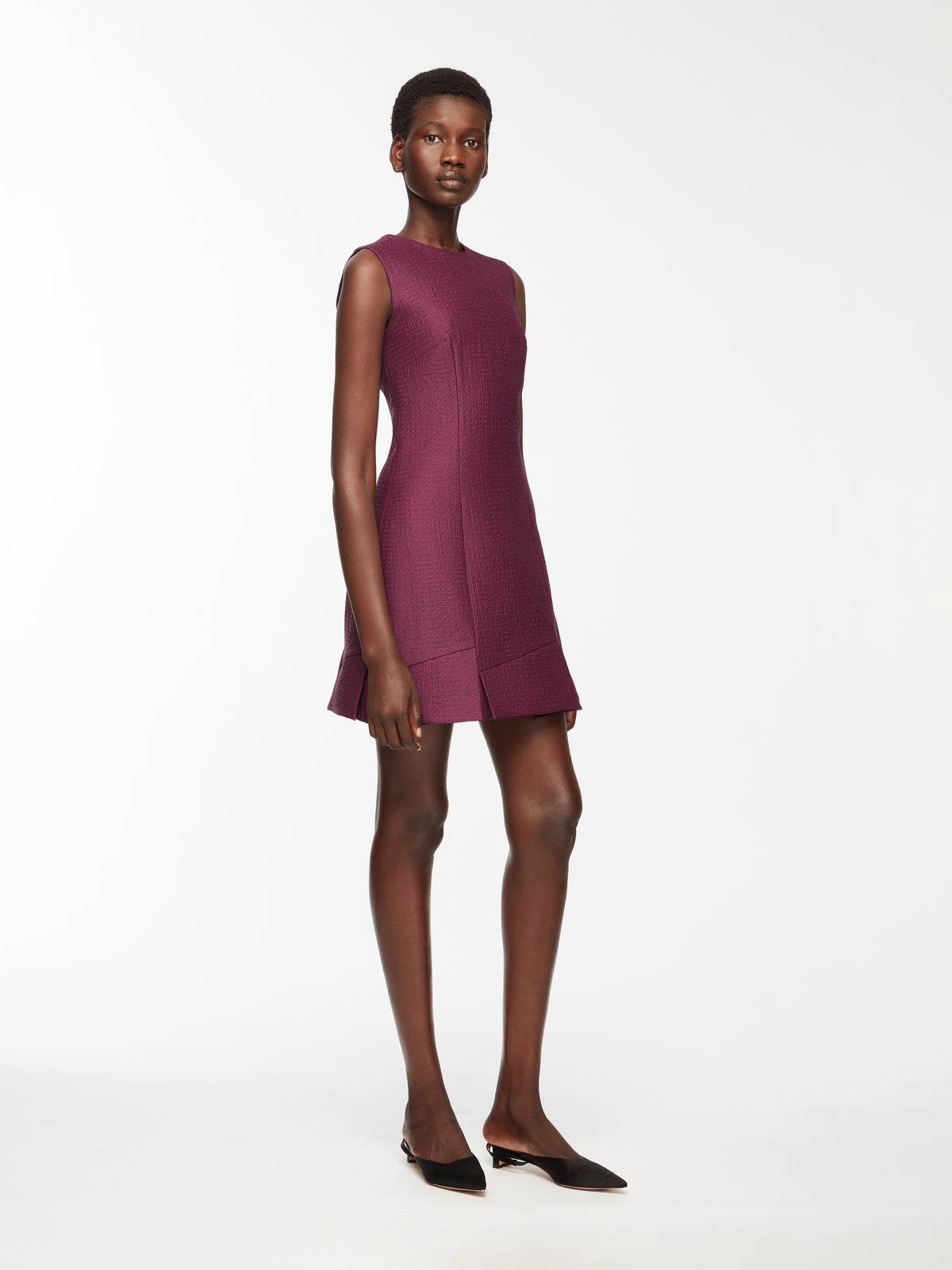 Petronella Dress In Plum Needle Punch Satin